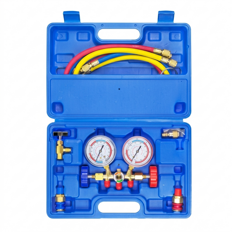 Juego de Manómetros de Colector CA 3 Vías HVAC